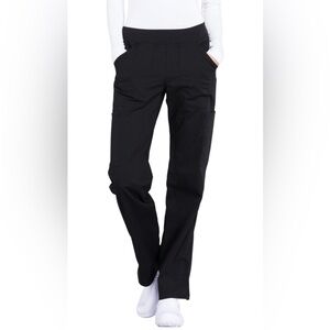 Cherokee Workwear Black Scrub Pants Mid Rise Straight Leg Pull On Pant